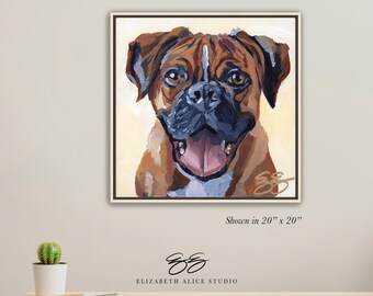 Boxer painting, dog art canvas wrap, available framed