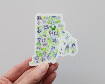 Rhode Island sticker, Violet state flower, watercolor painting