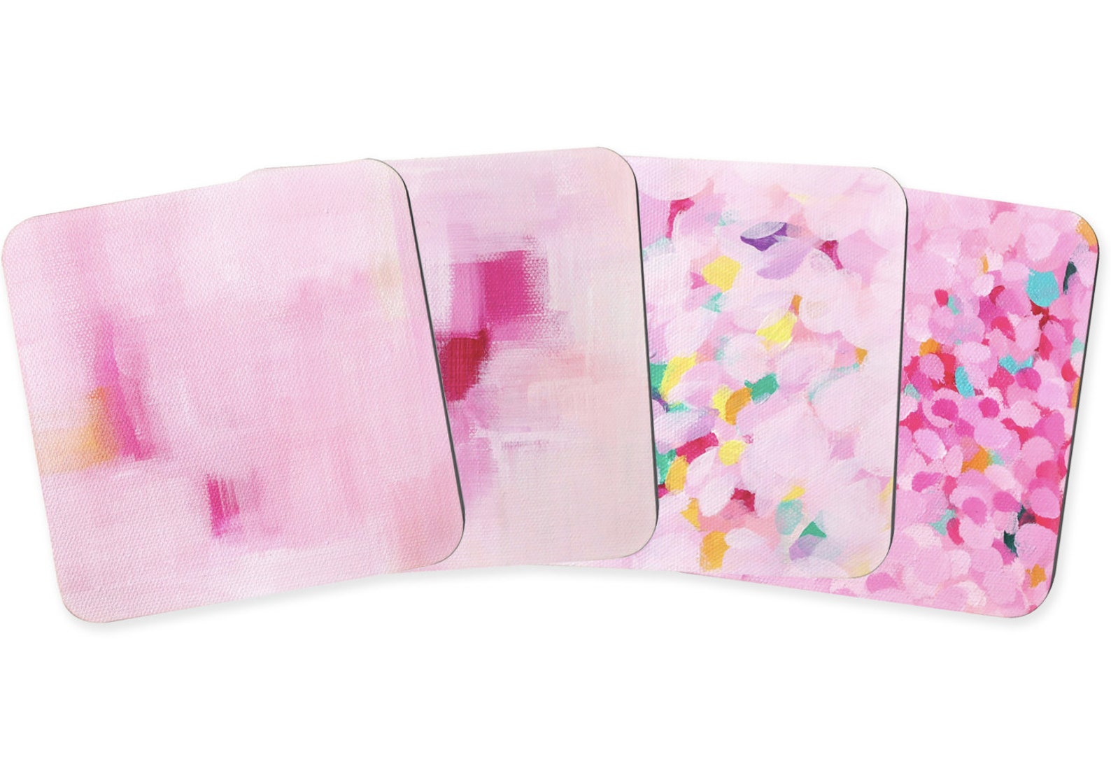 Set Of 4 Pink Abstract Coasters Etsy