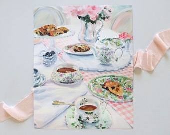 Magnolia Tea And Scones, A Fine Art Print On Canvas