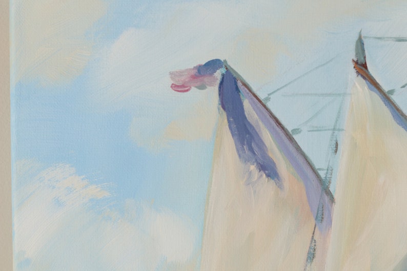 Original sailboat painting, Schooner on the Chesapeake, large coastal art image 3