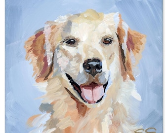 Golden Retriever, A Fine Art Print On Paper, Square Dog Painting