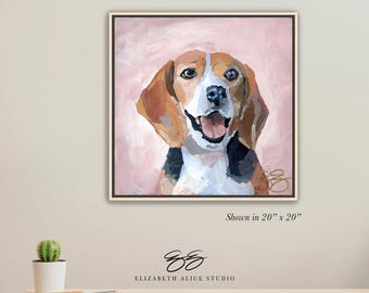Beagle painting, dog art canvas wrap, available framed