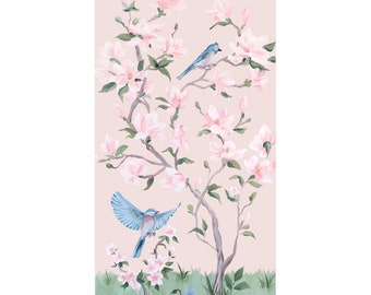May, A Pink Chinoiserie Fine Art Print On Paper