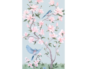 May, A Blue Chinoiserie Fine Art Print On Paper