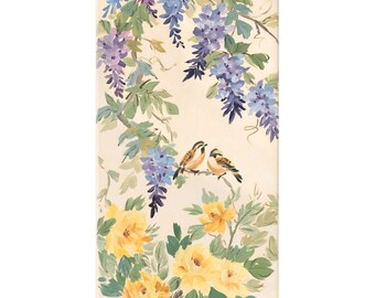 Amelia, A Chinoiserie Fine Art Print Of Purple Wisteria, Birds, And Yellow Peonies