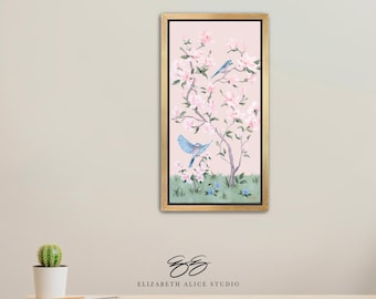 May, A Pink Chinoiserie Canvas Wrap, build a set of three, available framed