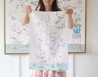 April Pink Chinoiserie Dish Towel