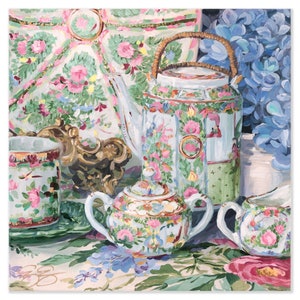 Rose Canton Tea Set, A Fine Art Print On Paper image 1