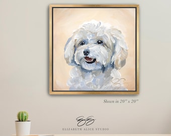 Maltese painting, Maltipoo art canvas wrap, available framed