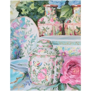Rose Canton Ginger Jar, A Fine Art Print On Canvas
