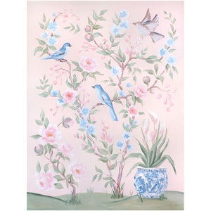 Blush Chinoiserie No. 2, A Fine Art Print On Canvas 18x24 inch