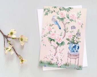 June Pink Chinoiserie Note Card Set