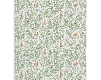 Bunny Toile Minky Blanket, Green