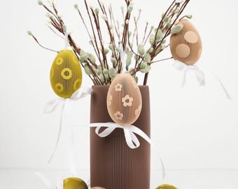 de décoration de Pâques moderne – Oeufs de Pâques décoratifs avec vase nervuré | Décoration printanière scandinave