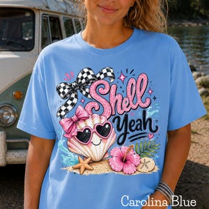 Shell Yeah Beach Shirt, Coastal Summer Tee, Cute Seashell Graphic Top, Vacation Outfit, Tropical Ocean Lover Gift