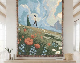 Manta tejida inspirada en Studio Ghibli, manta de El castillo ambulante, decoración de habitación de anime, ropa de cama estética cottagecore, regalo único para inauguración de casa