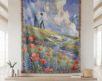 Manta tejida de El castillo ambulante, tapiz de pared de Studio Ghibli, decoración de hogar estilo anime cottagecore, manta floral estética, regalo de aniversario
