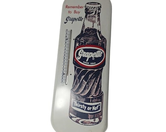 Termómetro metálico con forma de garra publicitaria vintage de los años 50 "Recuerda comprar" ¡Genial!