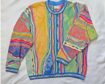 Coogi trui van Australisch katoen, 3D-effect, authentiek, maat Large, prachtige kleuren!
