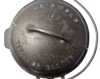 Griswold Cast Iron Tite-Top Baster Dutch Oven #6 Patented 1920 Vintage Rare