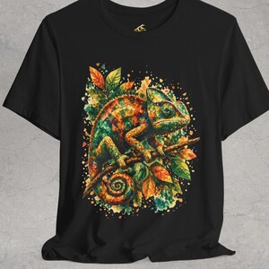 Geometric Chameleon Shirt, Colorful Lizard Tee, Polygon Animal Graphic, Reptile Lover Gift