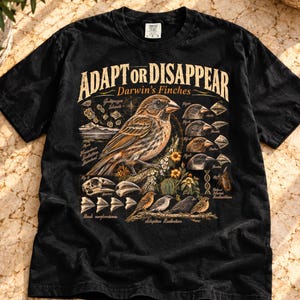Camiseta Darwins Pinzones / Camiseta y sudadera con estampado de ciencia de la evolución / Diagrama de anatomía de aves / Ilustración de gorrión