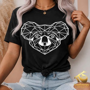 Geometrisk Koala-t-shirt | Minimalistisk djur-t-shirt | Låg poly-t-shirt med djurmotiv