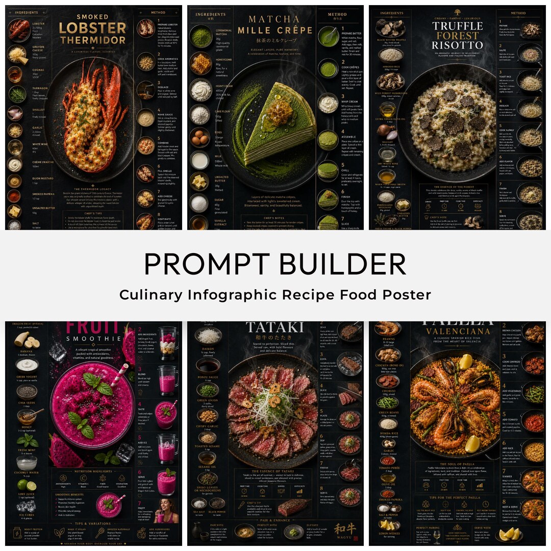 Culinary Infographic Recipe Poster Prompt Builder, Food Blog Editorial ...
