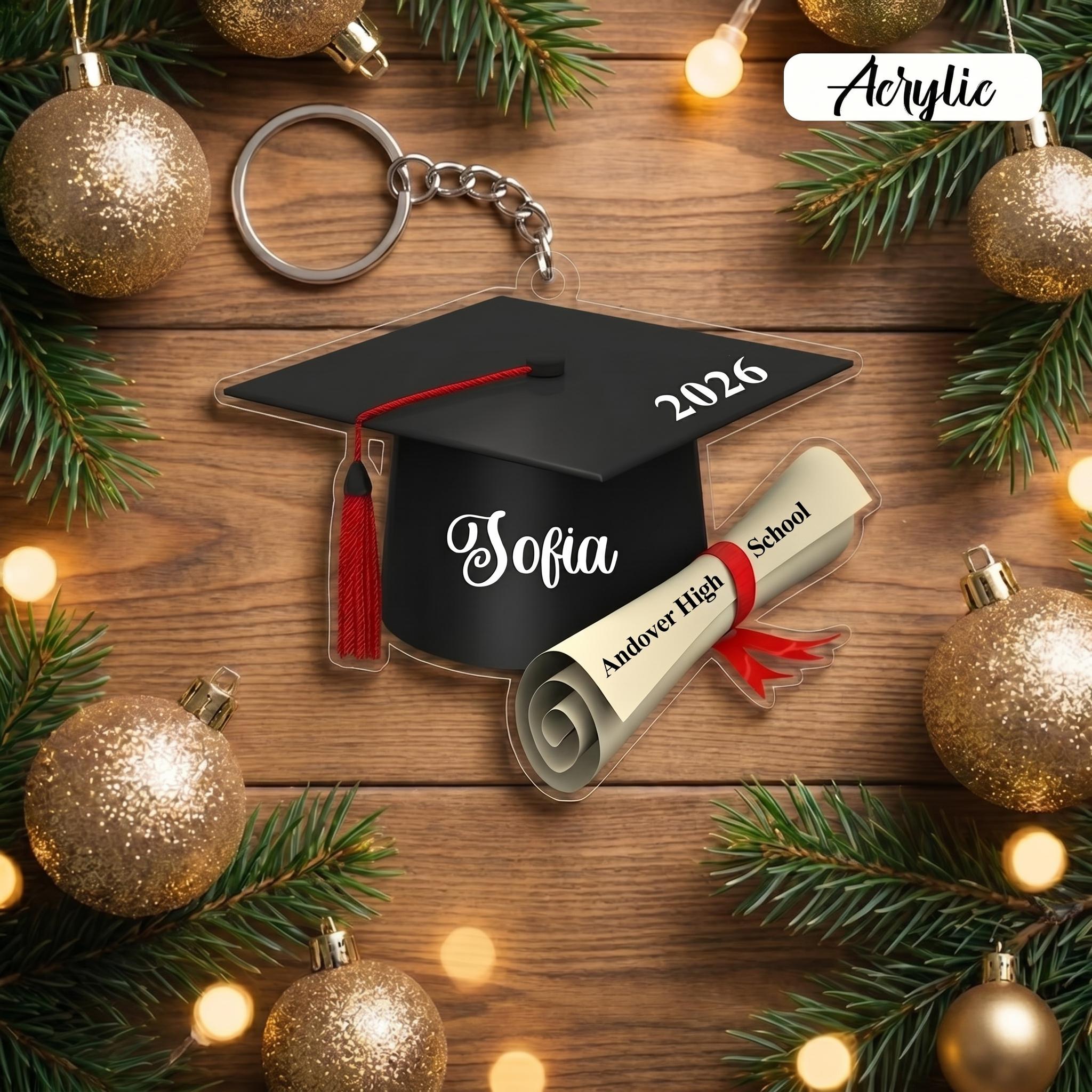 Personalized Graduation Cap Keychain Class of 2026, Custom Name High ...