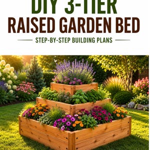 DIY 3 Tier Raised Garden Bed Plans PDF | Cedar Planter Box Plans | Stackable Garden Planter | Instant Digital Download