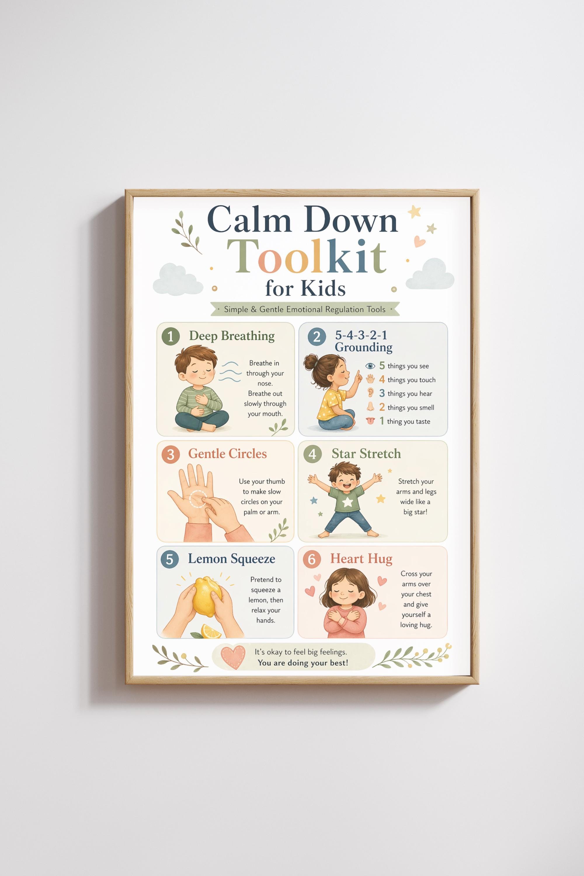 Emotional Regulation Kids Chart | Calm Down Poster | Therapy Worksheet ...