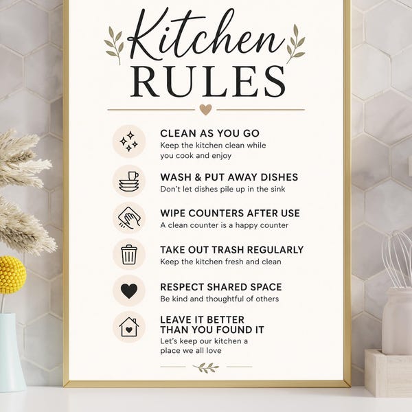 Printable Kitchen Signs for Cleaning - Etsy