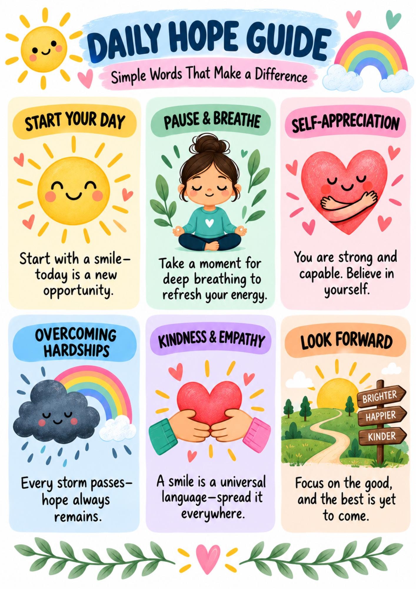 Daily Hope Guide Printable, Inspirational Affirmation Cards, Positive Mindset, Motivational Wall Art, Self Care Printable, Encouragement