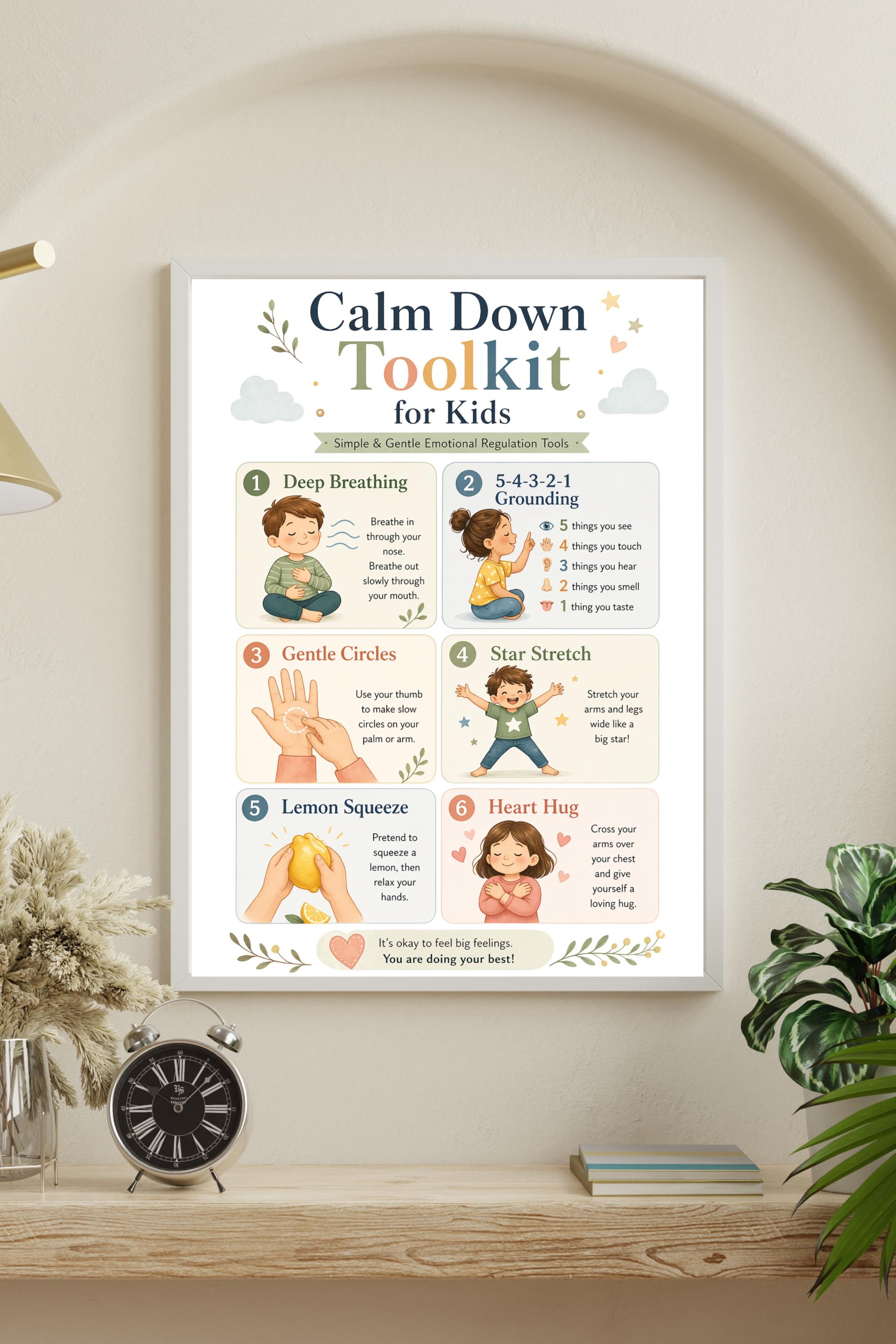 Emotional Regulation Kids Chart | Calm Down Poster | Therapy Worksheet ...
