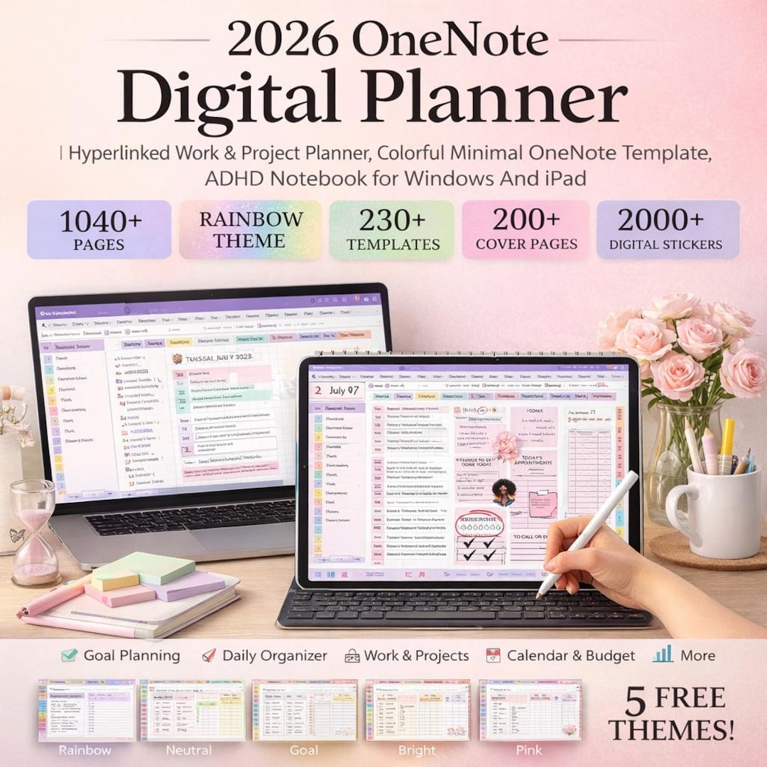 Buy 2026 Onenote Digital Planner | Hyperlinked Work & Project Planner ...
