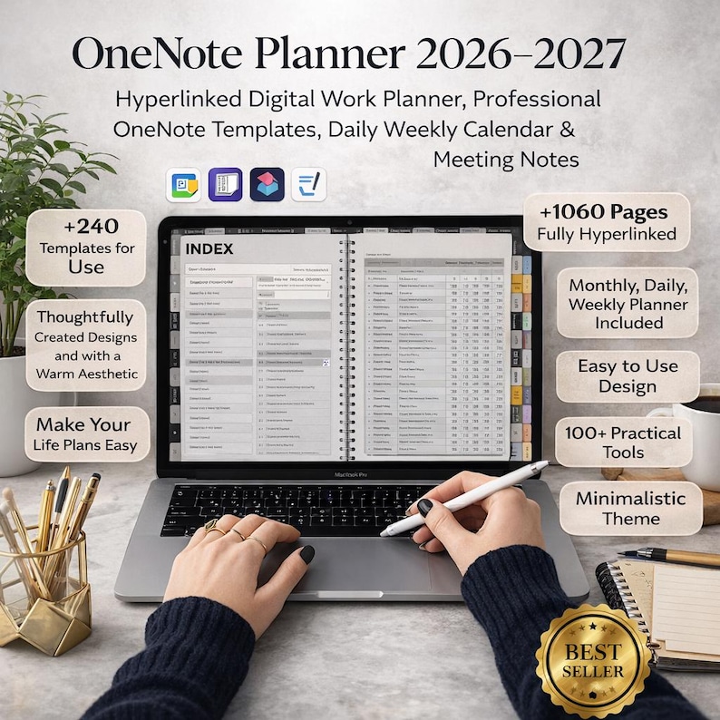 Onenote 2027 Tutorials Onenote Planner 2026–2027 | Hyperlinked Digital Work Planner ...