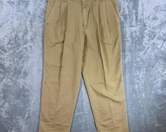 Vintage Dockers Pleated Relaxed Fit Khaki Pants Men's Size 36x30 Tan Chino Pants