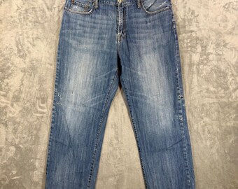 vintage Lucky Brand Straight Jeans - Pantalon en denim bleu effet vieilli 38 x 32 pour hommes