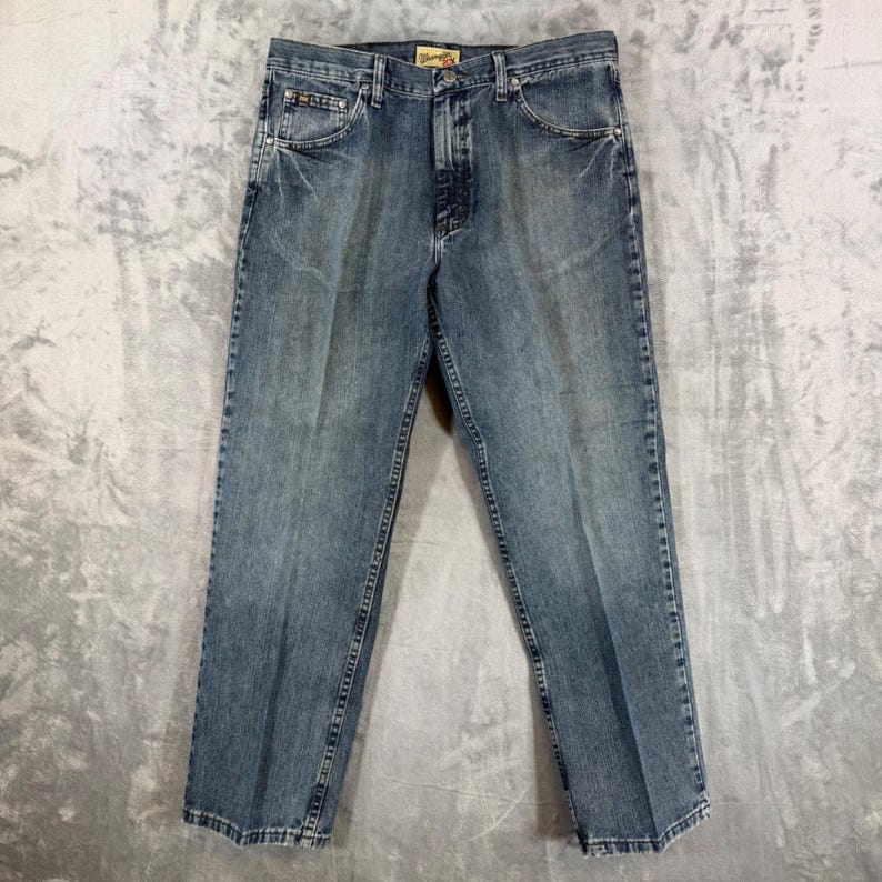 Wrangler 20X Starched Rigid Jeans Men's 34x30 Blue Denim Pants Western Cowboy image 2