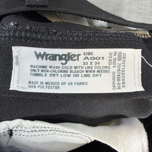 Wrangler Wrancher 82BK Dress Jeans Men's Size 33x34 Black Polyester Western image 3