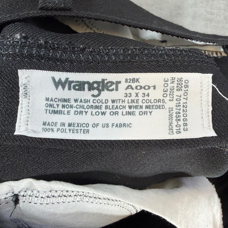 Wrangler Wrancher 82BK Dress Jeans Men's Size 33x34 Black Polyester Western image 3