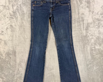 Guess Sweetheart Flare Jeans Women's Size 27 Blue Dark Wash Low Rise Denim Pants