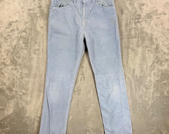 Vintage Levi's 519 1512 Corduroy Pants Mens 32x32 Light Blue Slim Straight 70s
