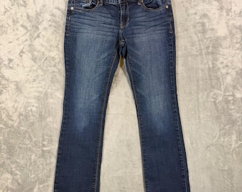 Express Barely Boot Low Rise Jeans Women's Size 6S Blue Dark Wash Denim