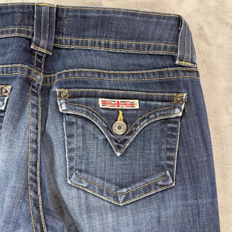Hudson Beth Baby Bootcut Jeans Women's Size 28 Blue Dark Wash Distressed Denim image 6