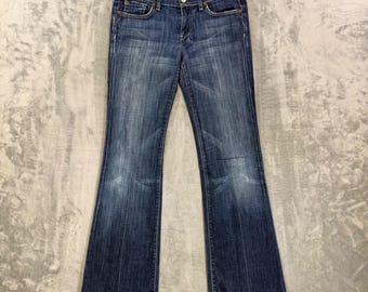 7 für alle Mankind Dojo Flare Jeans Frauen Größe 28 Blue Dark Wash Denim