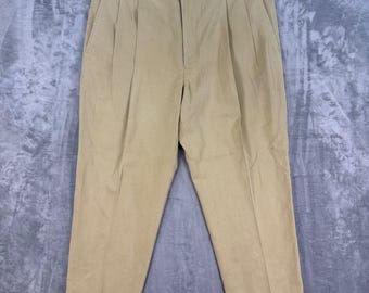 John W Nordstrom geplooide pantalon voor heren, maat 40x34, kaki/beige, katoen