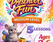 Medium Level Preschool Workbook Printable PDF, 5 Lesson Prek Activity Pack, Montessori Homeschool Worksheets
