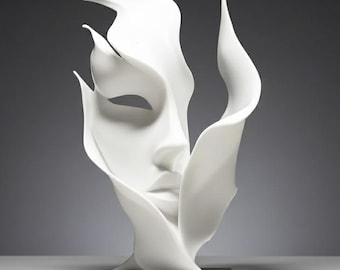 Sculpture Visage Abstrait Artistique - Masque Décoratif Design Contemporain